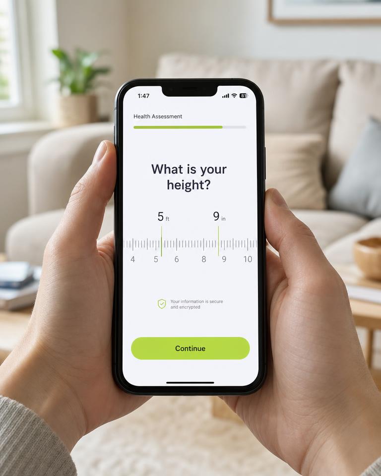 A patient completing a secure health assessment on a phone