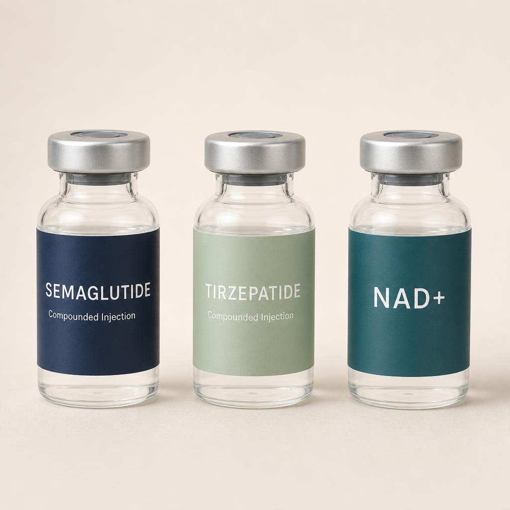 Medication vials prepared by trusted United States pharmacy partners